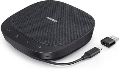 Conferentieluidspreker - Microfoon speaker - Thuiswerken vergaderen - 360 graden dekking - 3 meter bereik - Zwart