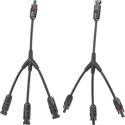 Zonnepaneel Kabel Adapter - Y Tak Connector - Energie Verbinding - Gereedschapsloos Aansluiten - 300 mm - Zwart