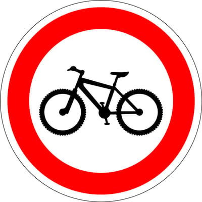 Verboden voor mountainbikes sticker 50 mm - 10 stuks per kaart