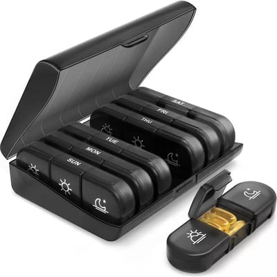 Premium Pillendoos 7 Dagen 3 Vakken Zwart | Pillendoosjes klein | Set Pillen Organizer Week | Medicijndoosje | Medicijnbox | Medicijnkist