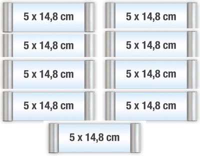 9 pack/Bewegwijzeringsborden met Klikprofiel /formaat 5x14.8cm/wegwijs bordjes/aluminium deurbordjes/naambordje kantoor/route bordje/aanwijs bordje/zelfklevend/verwijs bord/ informatie bord.