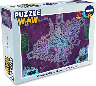 Puzzel Stadskaart - Breda - Historisch - Legpuzzel - Puzzel 1000 stukjes volwassenen - Plattegrond