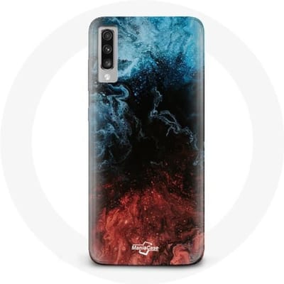 Samsung Galaxy A70 hoesje rood zwart blauw abstracte textuurachtergrond
