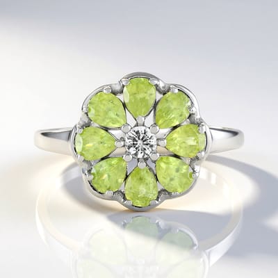 Cavill - Zilveren Ring Platina Geplateerd - 1,433 ct Sfeenkristallen & Zirkonia - Peervormig Briljant Geslepen - Elegante Dames Sieraden