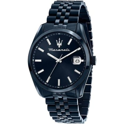 Maserati Attrazione Roestvrij Staal Blauwe Sunray Wijzerplaat Kwarts R8853151016 Herenhorloge black