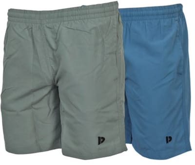2-Pack Donnay - Micro Fibre Short (Ian) - Sportbroek - Heren - Jungle green/Light Denim blue (791) - maat S