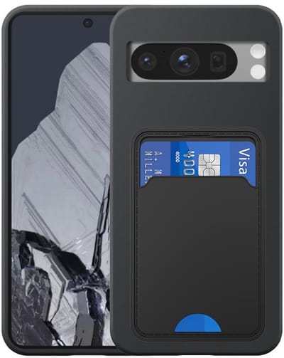 Geschikt voor Google Pixel 8 Pro Telefoonhoesje met TPU Pasjeshouder - Flexible Back Cover Case Siliconen TPU with Cardslot - Zwart - Smartphonica geschikt voor Google Pixel 8 Pro