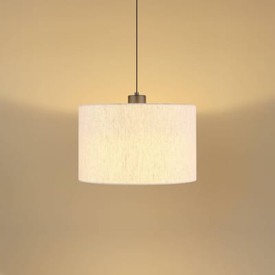 Globo LED hanglamp Thea, crème/matzwart, linnen, Ø 35 cm