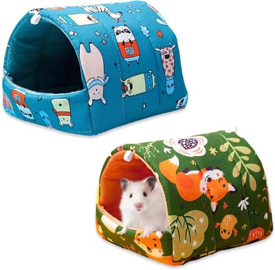 Daity 2 Caviabedden - wasbare schuilplaats voor cavia's - knuffelgrot voor cavia's - accessoires voor hamsterkooien voor hamsters - dwergkonijnen - chinchilla's en fretten