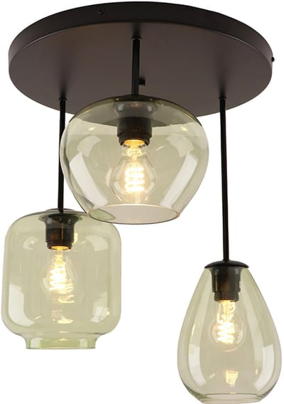 Olucia - CAIA - Plafondlamp - Groen / Zwart - Vorm: Rond