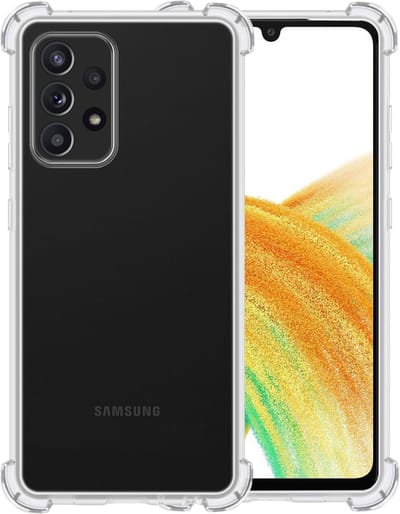 Hoesje - Geschikt voor Samsung Galaxy A33 - Sterk & Shockproof - Siliconen Shock Case - Hoes Cover - Telefoonhoes - Transparant