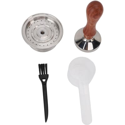 Herbruikbare Koffiecapsule 304 Roestvrij Staal Navulbare Koffiefilter Pod met Aanstamper Borstel en gray