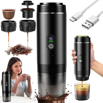 Draagbare Koffiezetter - Draagbare capsule machine - Capsule Koffiezetter - 20 Bar Druk & 7500mAh - Compatibel met Maling - Voor Camping & Kantoor & Auto