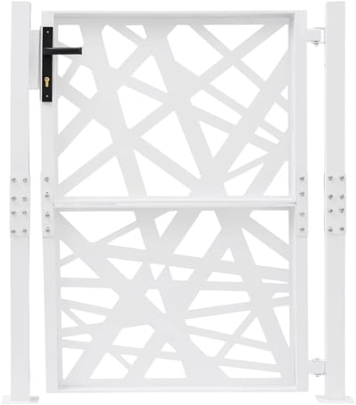 Tuinpoort – Voor magazijnen, tuinen & binnenplaatsen – Metalen poort – Wit (105×125 cm)