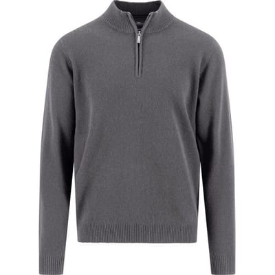 Fynch-Hatton Trui Solid Color Luxury Cashmere Troyer Zip Steel / male