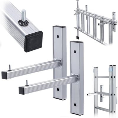 Ladder Muurbeugel - Haken Set - Opbergen Garage - Robuuste Constructie - 5.8 x 26 x 30 cm - Zwart Zilver