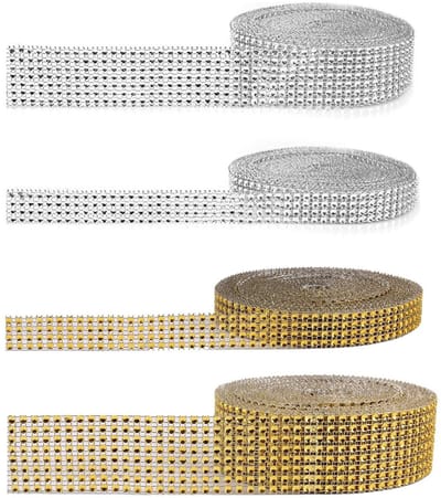 Dailygoods- Rhinestone Lint - 2 Rollen van 8/4 Rijen - Decoratie Lint - Bruiloft/Verjaardag - Craft Items - Gegalvaniseerd Kunststof - Decoratielint