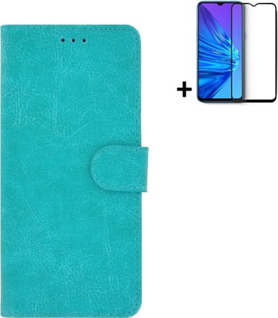 MoDo hoesje Geschikt voor Nokia G11/ G21 - Kunstleer Book Case - Turquoise hoesje met full screenprotector