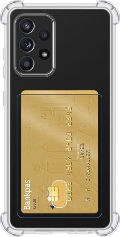 Hoes - Geschikt voor Samsung Galaxy A52s 5G - Met Pashouder en Kaarthouder - Telefoon Hoesje Shockproof - Siliconen Case - Back Cover - Shock Proof - Pasjes Houder - Transparant