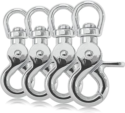 Karabijnhaak Set - Schaarsluiting Draaikop - Bevestiging Huisdier - Draaibare Scharnier - 61 mm Lengte - Zilver
