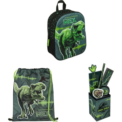Jurassic World schoolset; rugzak, gymtas en schrijfwarenset