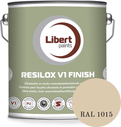 Libert Resilox V1 Finish – Ultramatte Siloxaan Gevelverf – Waterdampdoorlatend & Waterafstotend – Licht Ivoor RAL 1015 – 2,5L