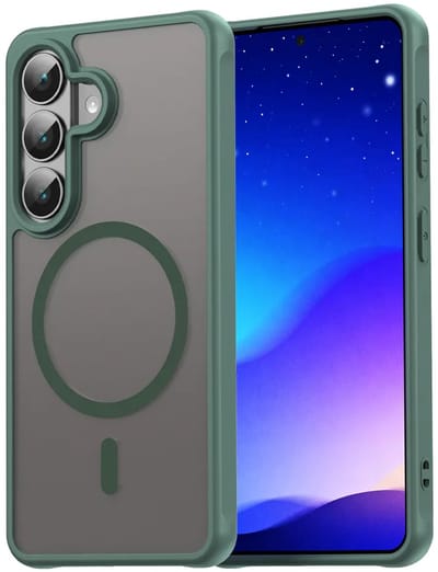 MobyDefend Hoesje - Geschikt voor Samsung Galaxy S26 - Case Geschikt voor MagSafe - Mat Transparant Met Gekleurde Rand - Groen