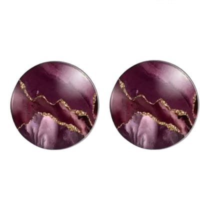 Clip Oorbellen-Burberie-2 cm Bordeaux- geen gaatje- Charme Bijoux