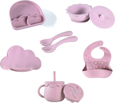 Sproudsy Serviesset Clouds - Kinderservies - Kraamcadeau - Baby - 6-delig - Rose