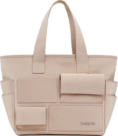 Desigual Shopper Schoudertas Pocket Face Pravia Shopping Bag Raw Beige