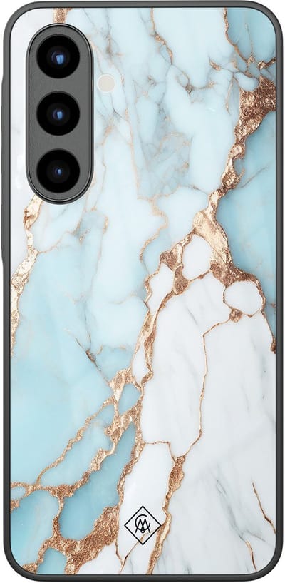 Casimoda® hoesje - Geschikt voor Samsung Galaxy A57 - Marmer Lichtblauw - Luxe Hard Case Zwart - Backcover telefoonhoesje - Blauw