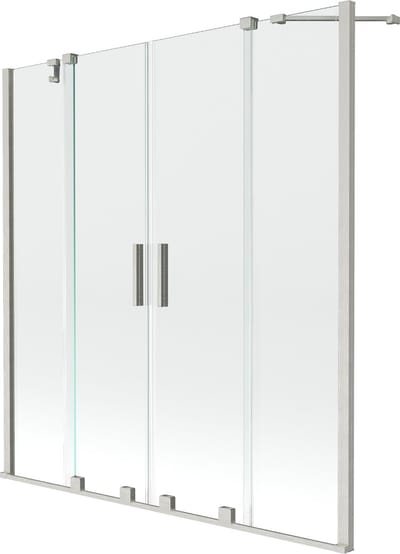 Mexen Velar Duo badwand, 2-delig, verschuifbaar, 150 x 150 , transparant, geborsteld nikkel - 896-150-000-02-97