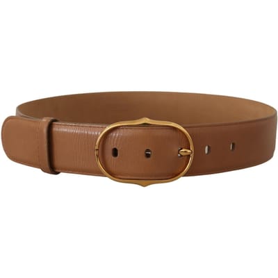 Dolce & Gabbana Dames Bruin Leren Gouden Metalen Ovaal Gesp Riem