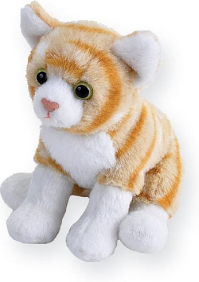 Wild Republic Pluche knuffel - kat/poes - oranje/wit - 13 cm - Knuffelbeesten - Katten/poezen