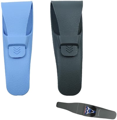 Dailygoods - Scheermesetui - Siliconen Scheermes Draagtas - Veilig en Waterdicht - Blauw en Donkergrijs - Perfect voor Opslag en Transport - Uniseks V...