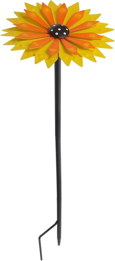 Metalen Tuinbloem - Decoratieve Steker - Tuin Decoratie - Weerbestendig Metaal - 49 cm Hoog - Geel