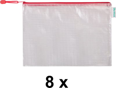 8 x Opbergtas Tarifold met rits - 33 x 24 cm - PVC rood