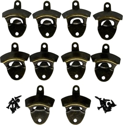 MGM Trading 10 stuks flessenopener muur bieropener muur flesopener bierflesopener wandmontage met schroeven voor bier bar restaurant keuken (brons)