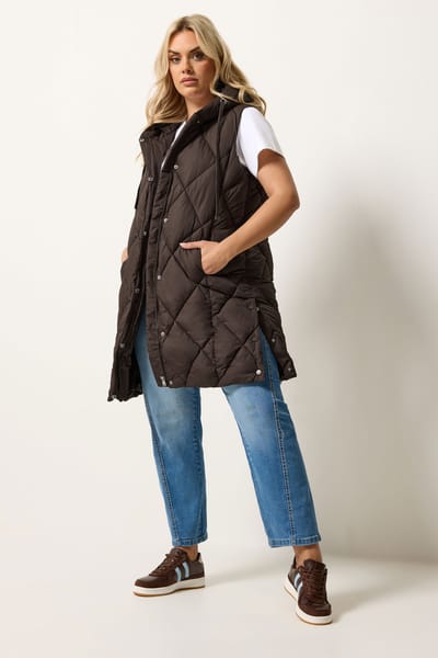 Yours Chocoladebruine Midibodywarmer Size 48