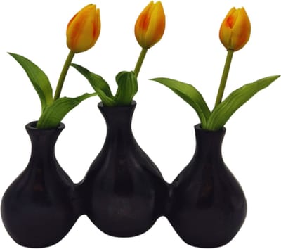 Deco4yourhome® - Tulpenvaas - 3 openingen - Zwart - Black - Triple