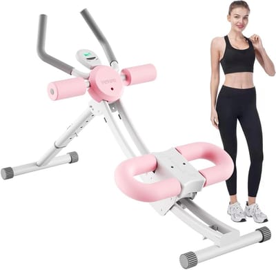 Buiktrainer Opvouwbaar - Core Trainer - Thuis Fitness - Verstelbare Weerstand - Max 440 Lbs - Roze