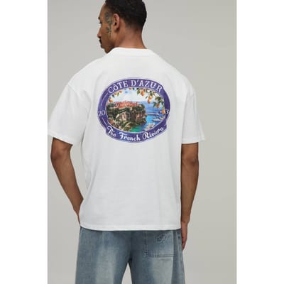 Oversized T-shirt Met Ovaal French Riviera Print | White | Size Large