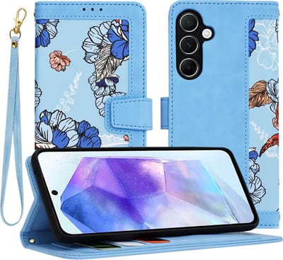 Techsuit FlipCraft Book Wallet Case hoesje met koord voor Samsung Galaxy A55 - Vibrant Blue