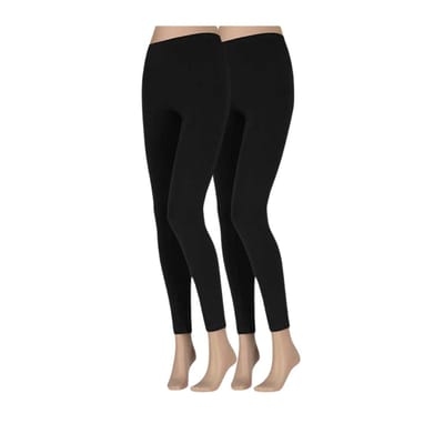 Morethansocks - Legging dames - Basic - 2-Pack - Maat S t/m XXXL - legging dames katoen - dames legging - legging dames volwassenen