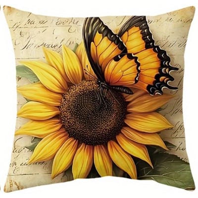 Housses de coussin Style Vintage Tournesol - PapillonHousse de coussin pour canapé de salon, douce et confortable, décoration de chambre à coucher 50x50cm