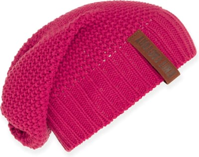 Knit Factory Coco Gebreide Muts Heren & Dames - Sloppy Beanie hat - Fuchsia - Warme roze Wintermuts - Unisex - One Size