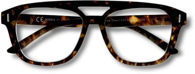 Ear2Ear Bobbie-01 leesbril Bruin tortoise retro Aviator +1.00 incl opbergpouch