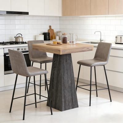 LITTLE TREE Hoge Bartafel - 60x60x100 cm - Vintage design - Voor keuken en bar - Bruin-Grijs
