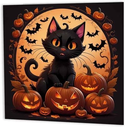 Halloween Kaarten - Feestkaarten Ansichtkaarten - Feestelijke Groeten - Gedrukt op 350gsm Karton - 145 x 145mm - Wit