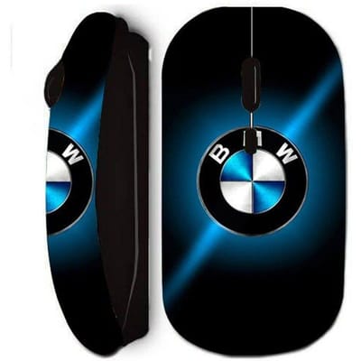 Souris sans fil - BMW - Noir et bleu brillant - Technologie WiFi - Nano clé USB - Portable